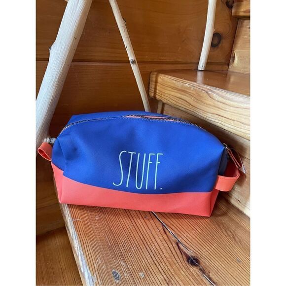 Rae Dunn Toiletry Bag Stuff Blue Orange - Picture 1 of 4